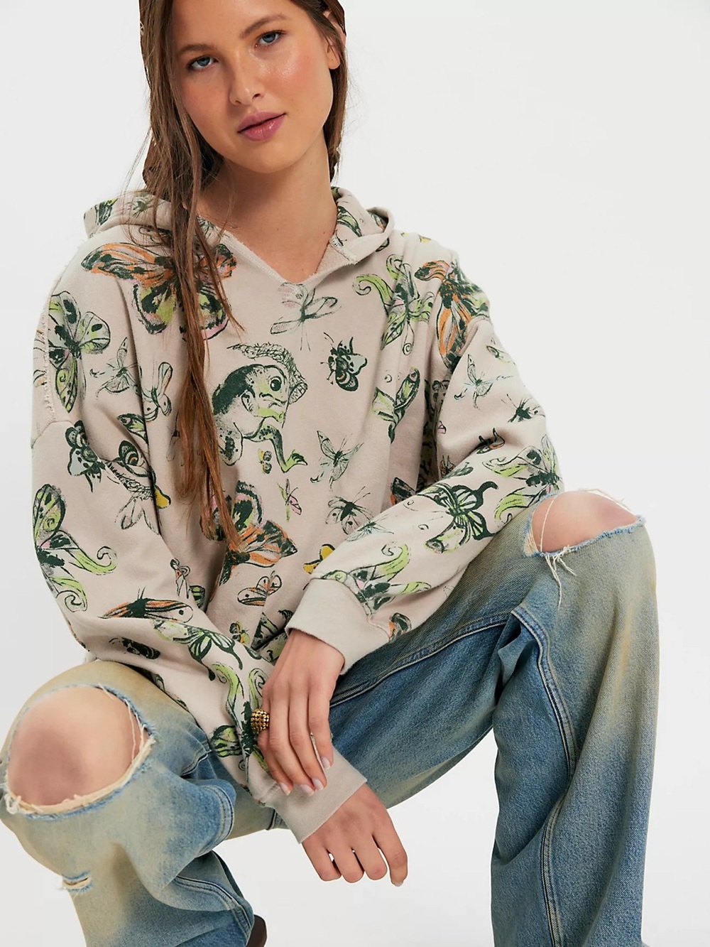 Free people Ragabond Swan Gossip Hoodie